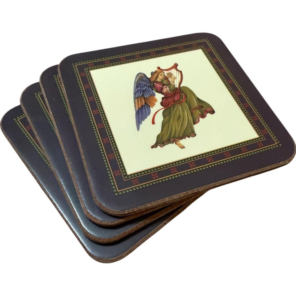 VTG Pimpernel Musical Angels Cork Backed Coasters Set of 4 Made in England New